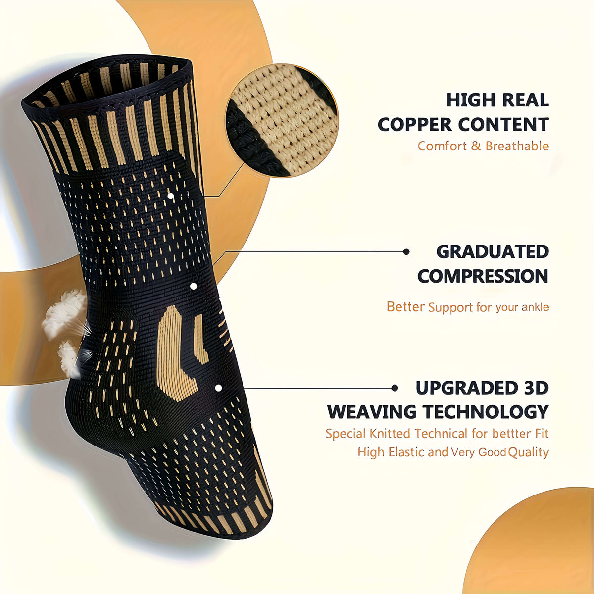 Copper ankle support sleeves providing professional protection and support for active lifestyles.
