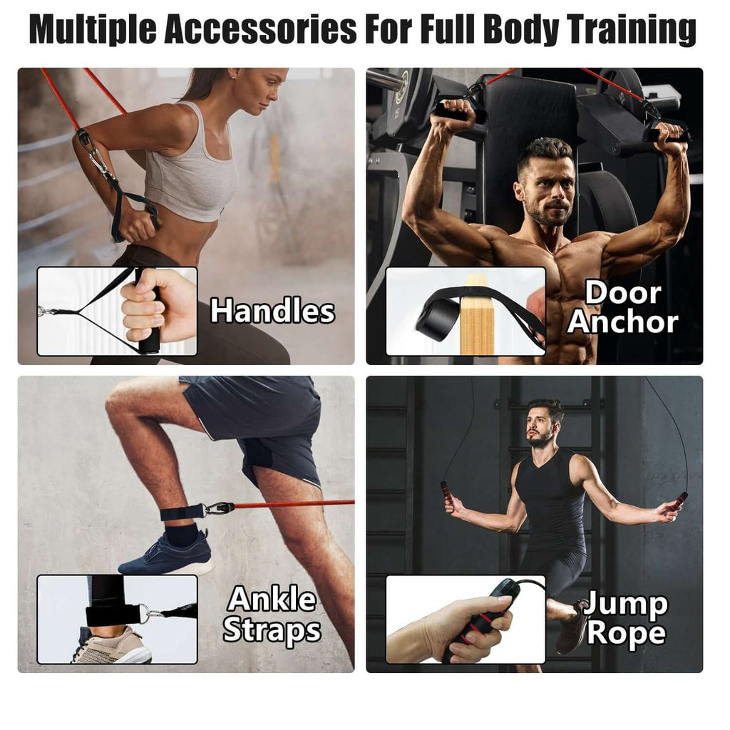 15-in-1 home gym push up board set with color-coded handles, resistance bands, and accessories for full-body workouts.