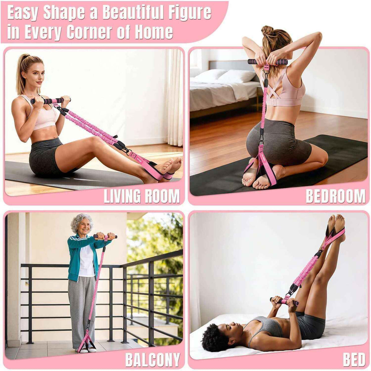3-tube resistance bands for women for Women–Foot Pedal and Ab Trainer