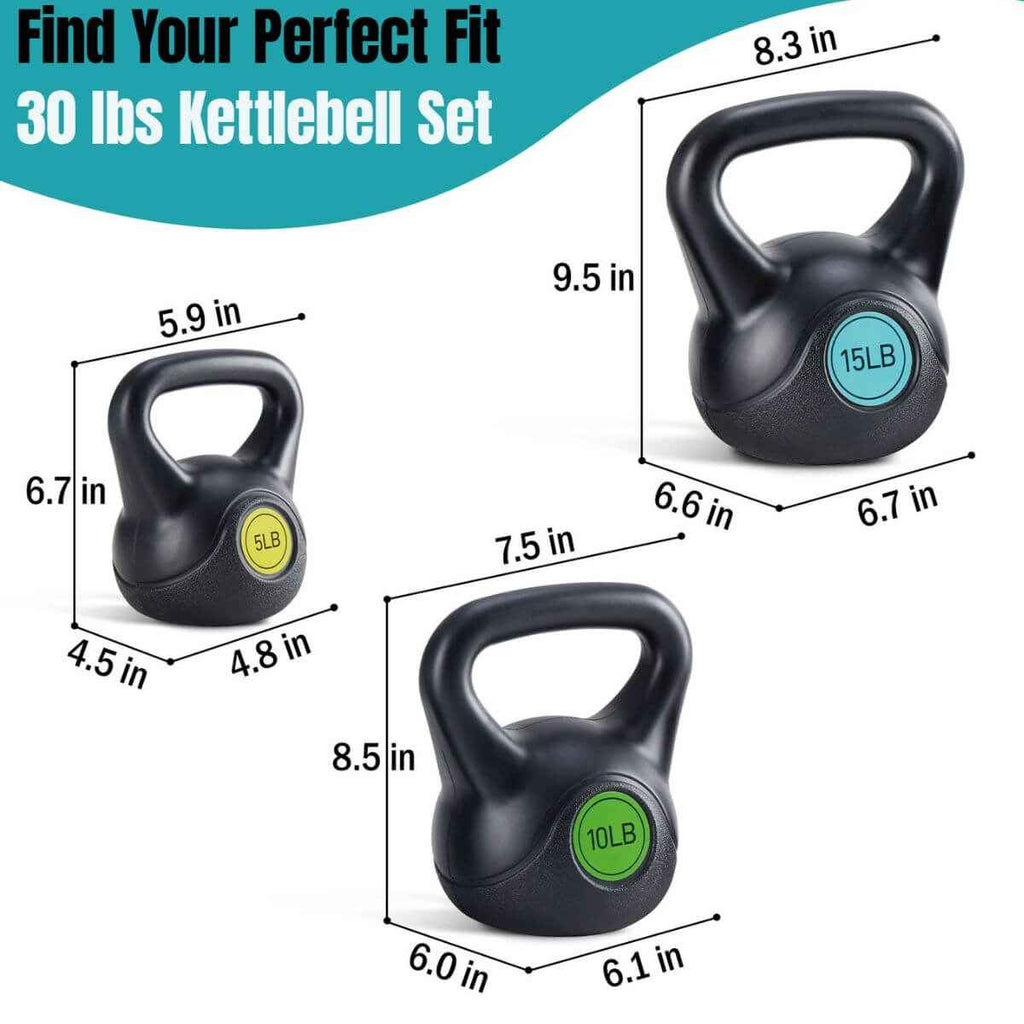 Floor-Safe HDPE Kettlebell Set –Coated Concrete, Wide Handle(45–50 lb)