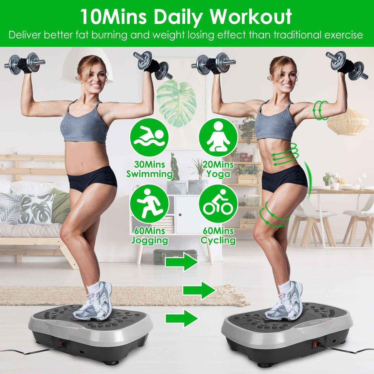 Vibration Exercise Machine with Resistance Bands & Remote Control