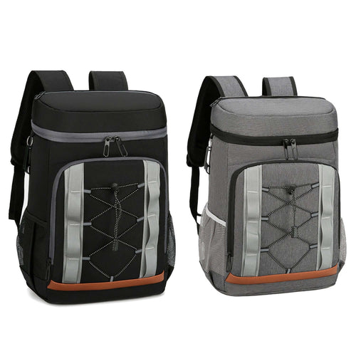 25L insulated cooler backpack in black and gray, designed for maximum cold retention and outdoor convenience.