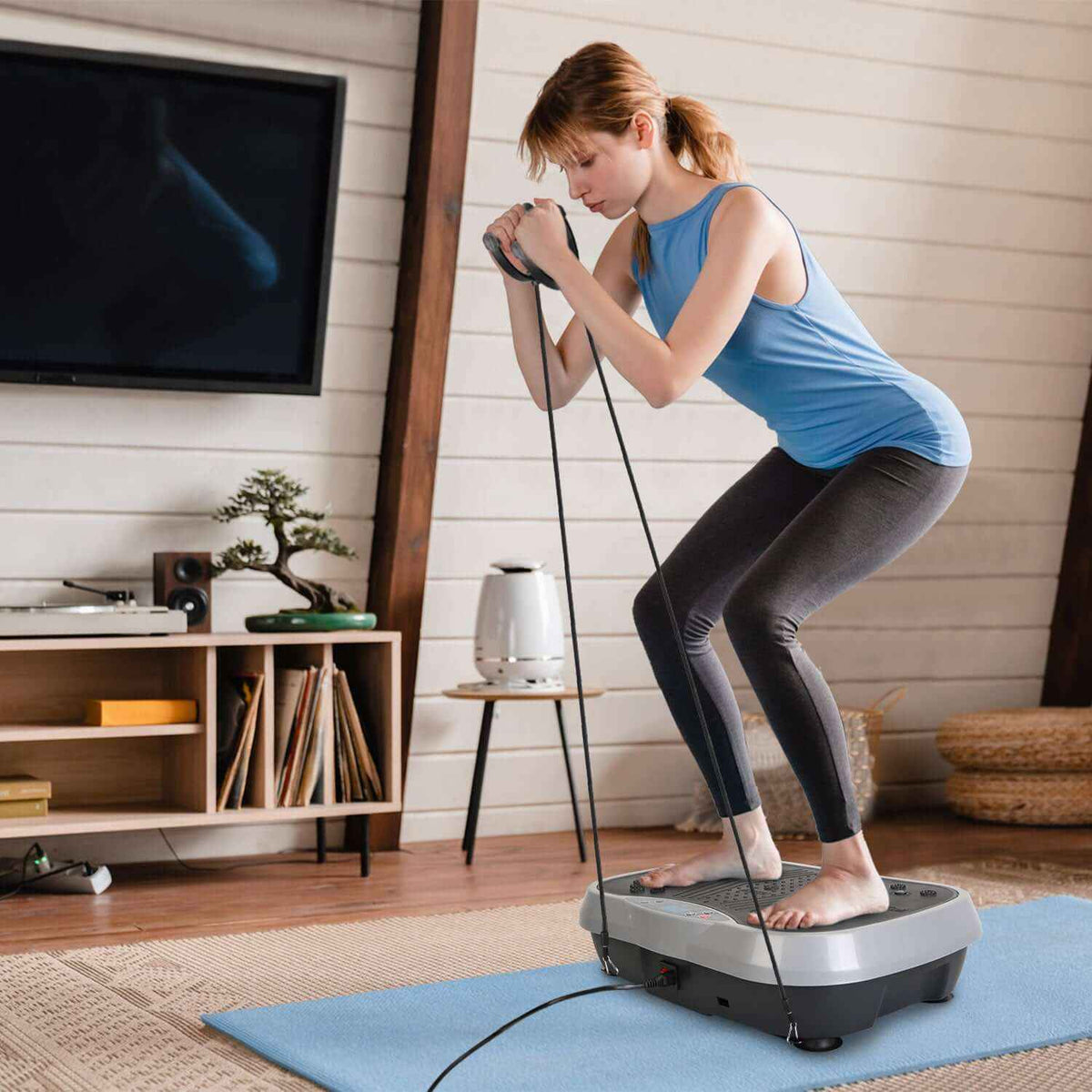 Vibration Exercise Machine with Resistance Bands & Remote Control