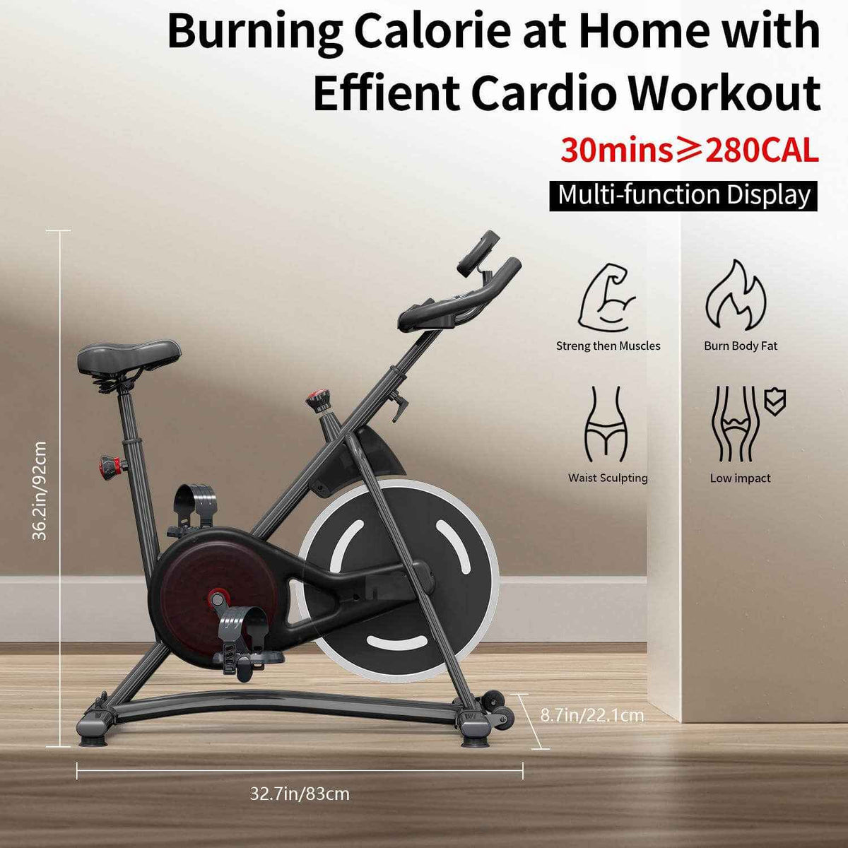 Quiet Magnetic Resistance Exercise Bike – Digital Display & Wireless