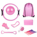 14-piece pilates kit for women featuring elastic band and yoga strap for effective workouts.