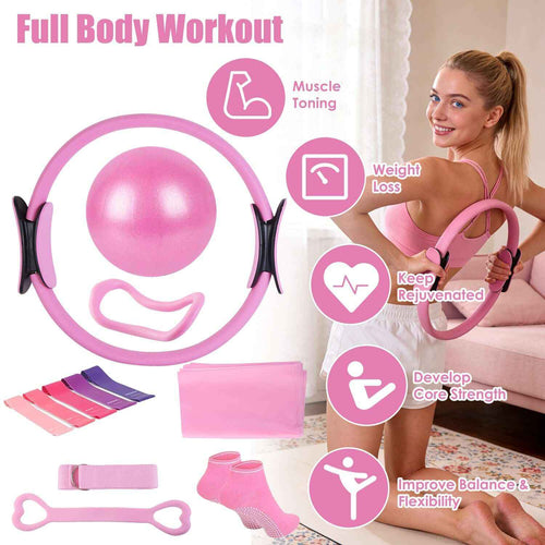 14-Piece Pilates Kit for Women – Yoga Ball, Resistance Bands, and More
