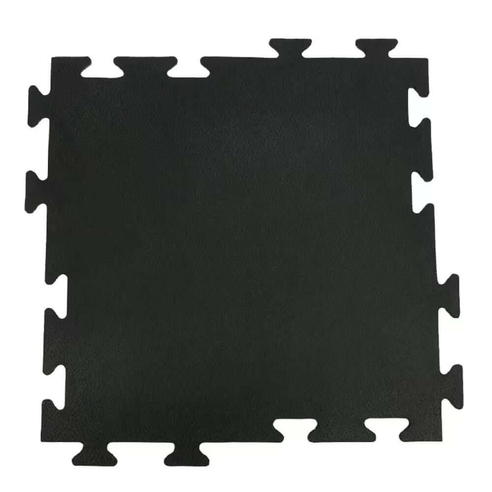Interlocking rubber gym tiles - 3/8" thick, non-slip, shock-absorbing surface for home gyms.