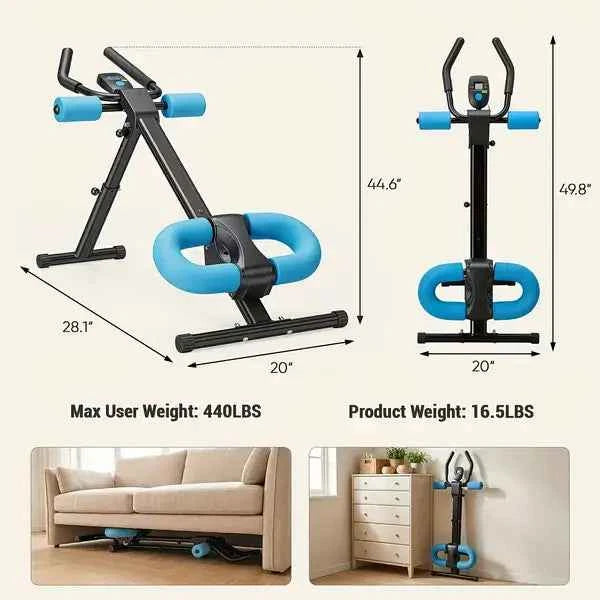 Adjustable Ab Machine Core Trainer –2 Incline Levels, 5 Heights,440 lb