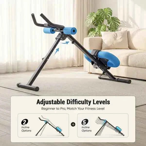 Adjustable Ab Machine Core Trainer –2 Incline Levels, 5 Heights,440 lb
