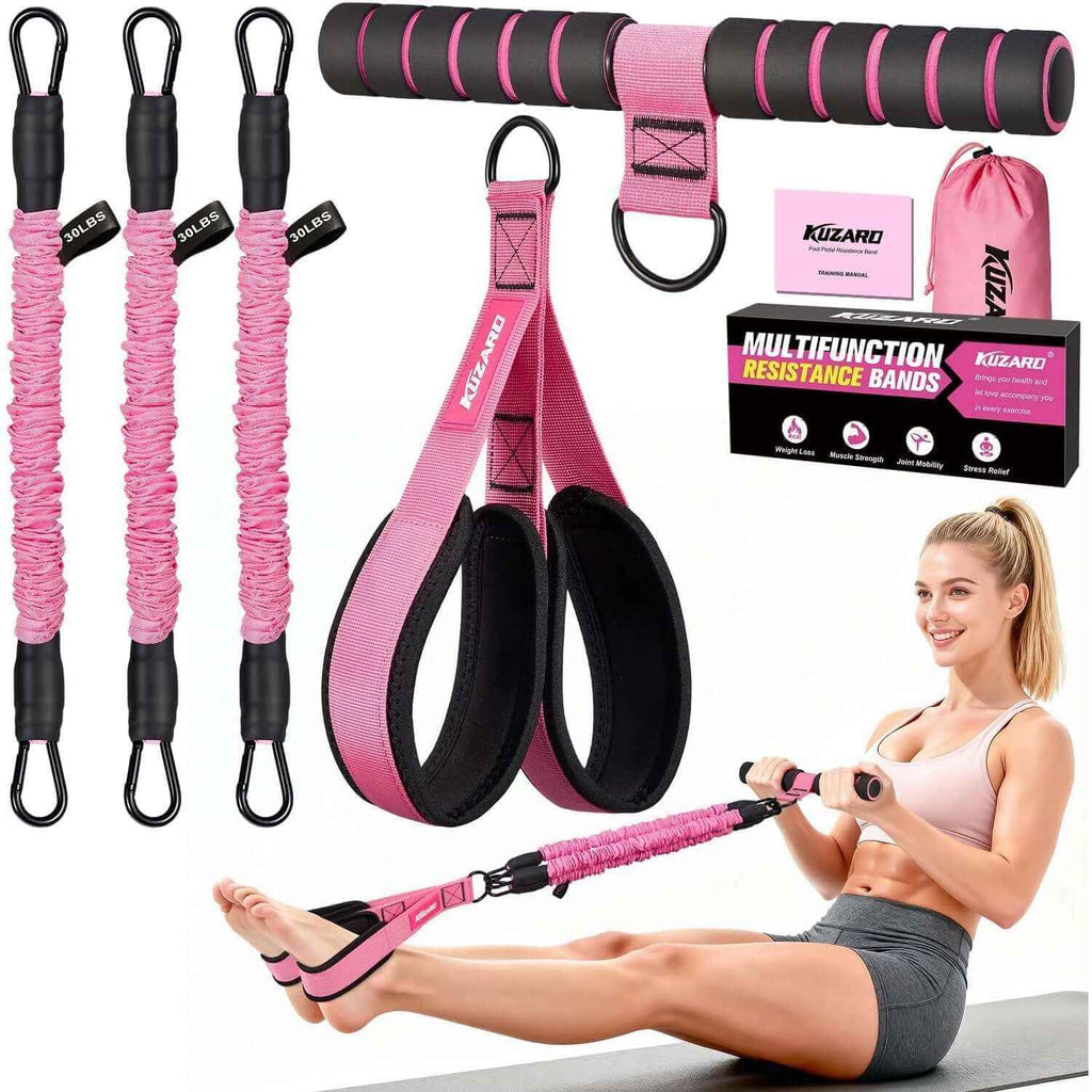 3-tube resistance bands for women for Women–Foot Pedal and Ab Trainer