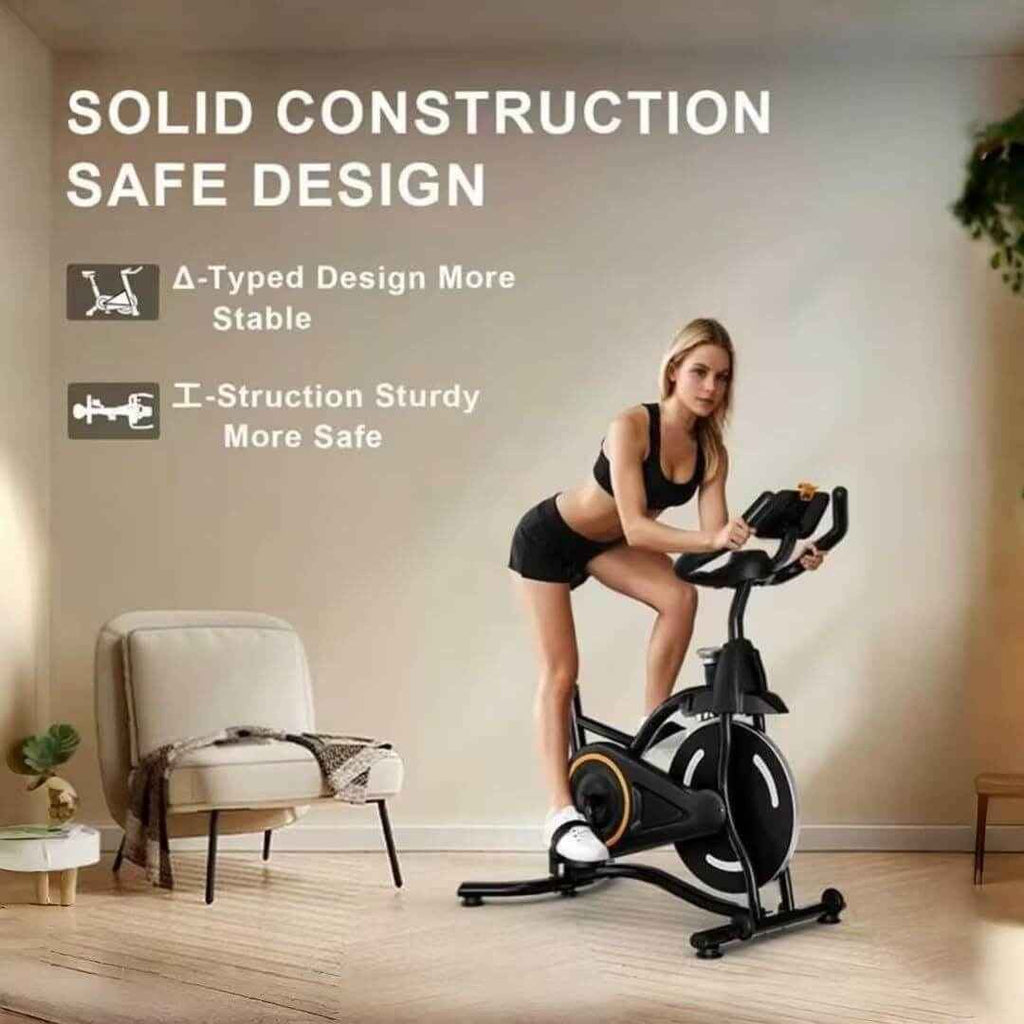 Indoor Spin Bike with Heart Rate Monitor, Adjustable Seat,Phone Holder
