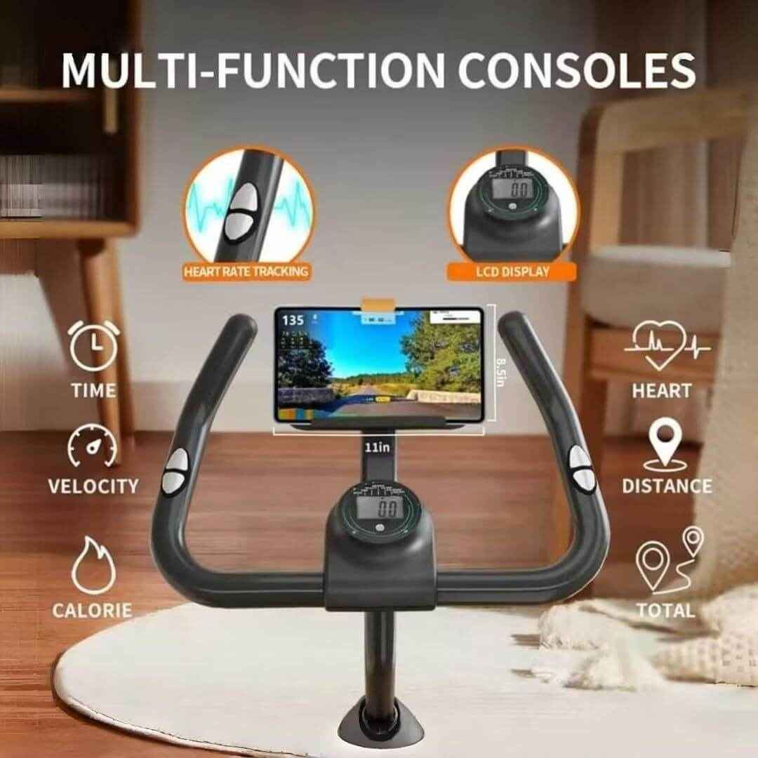 Indoor Spin Bike with Heart Rate Monitor, Adjustable Seat,Phone Holder