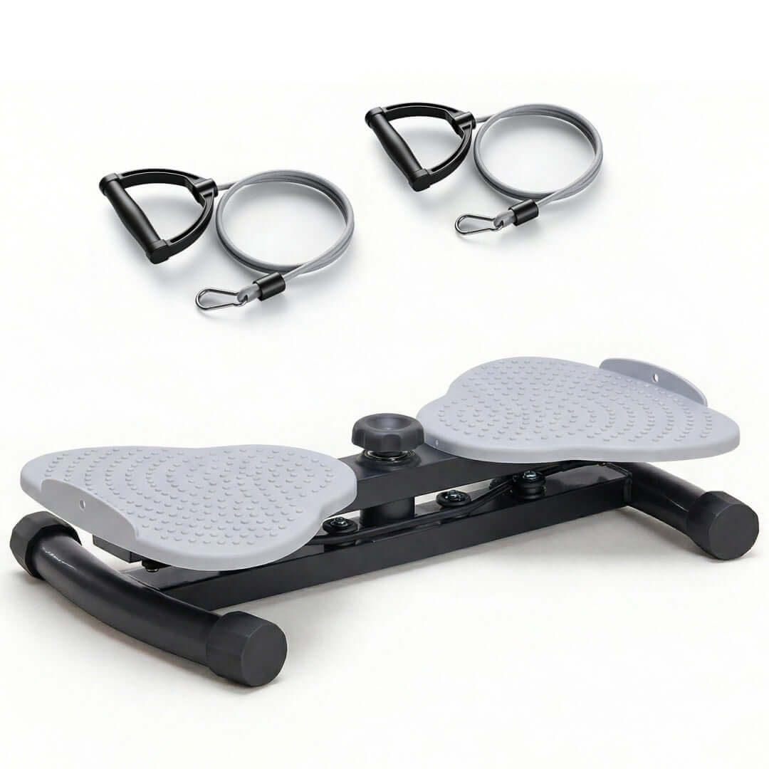 Waist and abdomen rotation machine with dual resistance bands for core training in purple color.