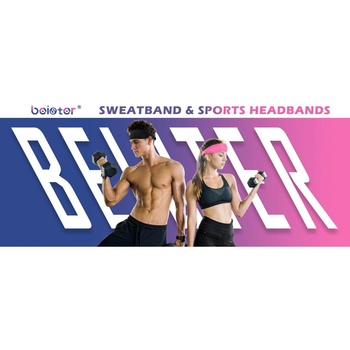 Non-slip workout headbands in various colors, worn by a woman during exercise.