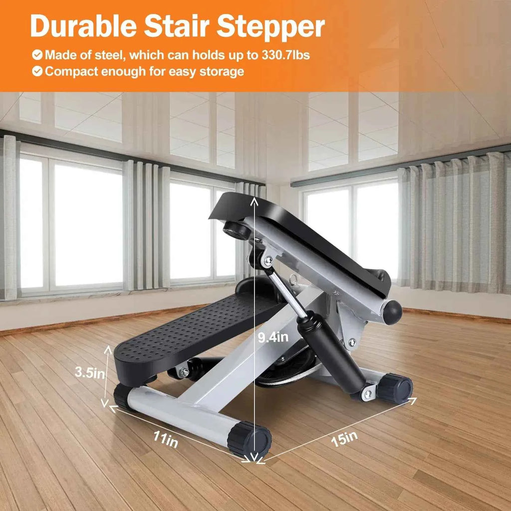 Mini Stair Stepper with Resistance Bands – LCD Monitor, Quiet, 330 lb