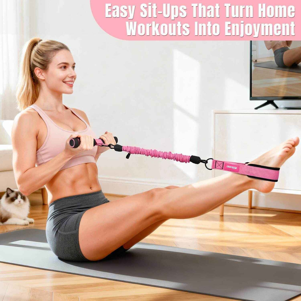 3-tube resistance bands for women for Women–Foot Pedal and Ab Trainer
