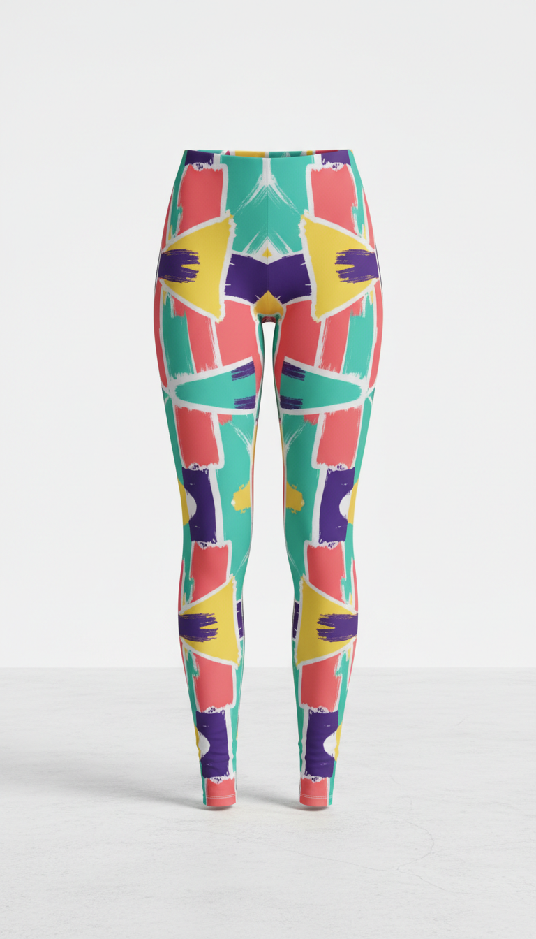 Graphic Print Leggings In Neon Shapes