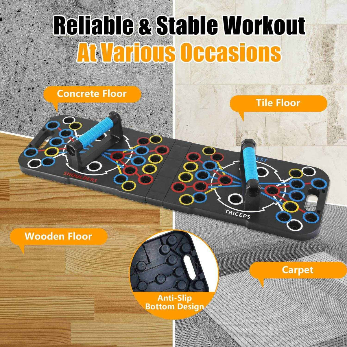 15-in-1 Home Gym Push up Board Set – Color-Coded, Resistance Bands