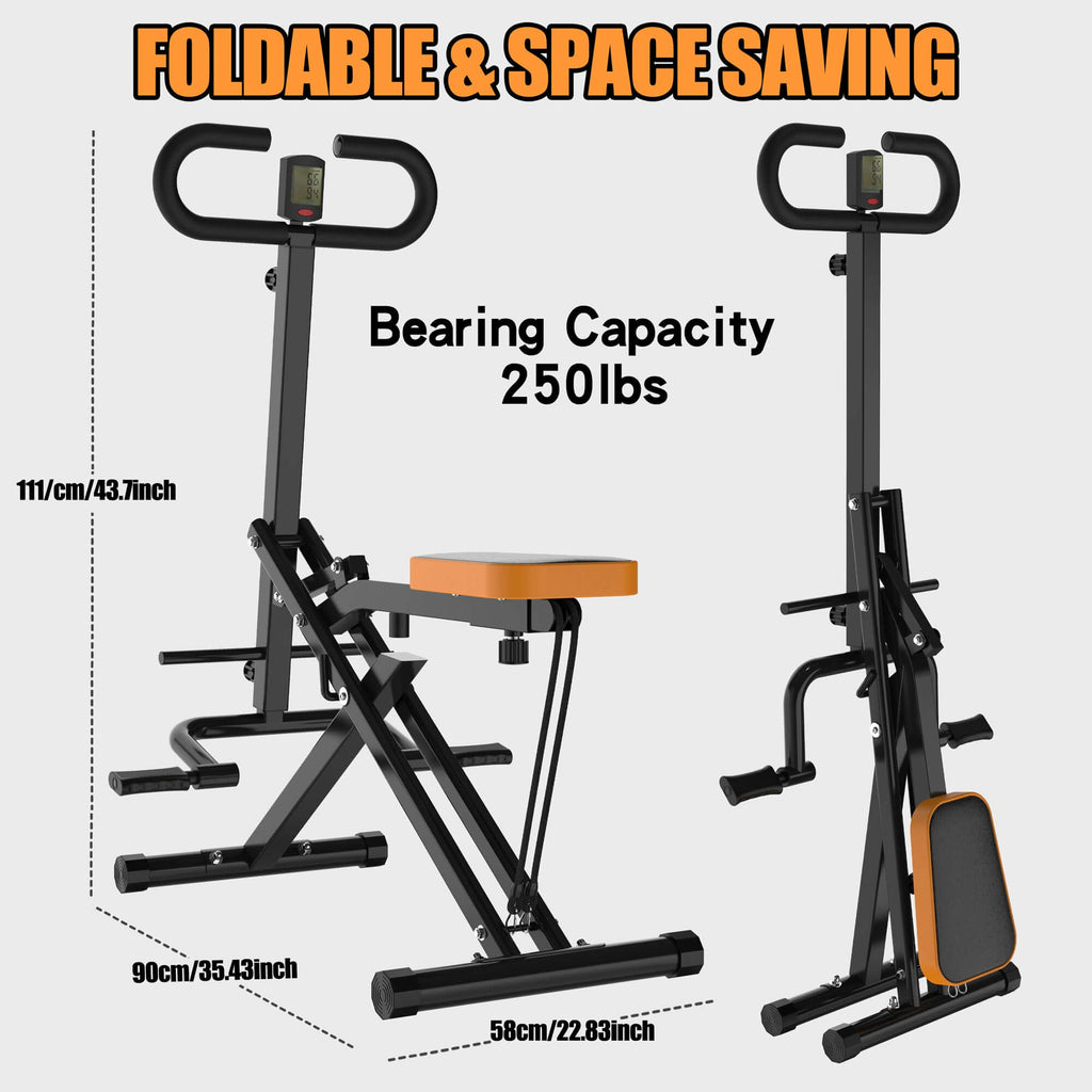 Foldable squat machine with resistance bands designed for intense squats and strength training at home.