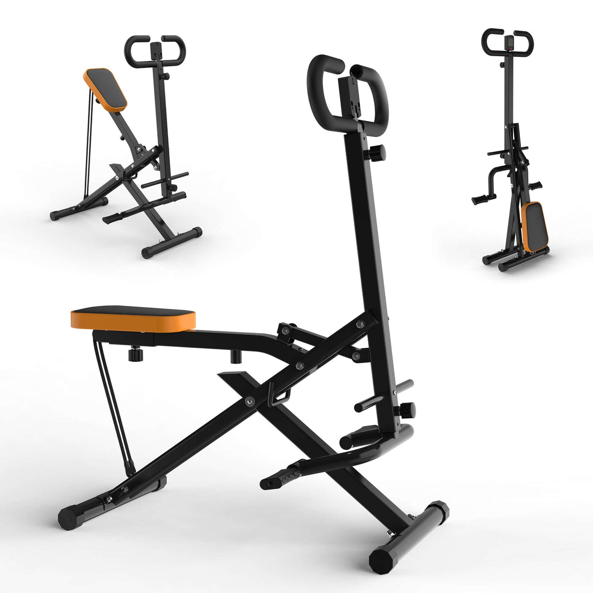 Foldable squat machine with resistance bands designed for intense squats and strength training at home.