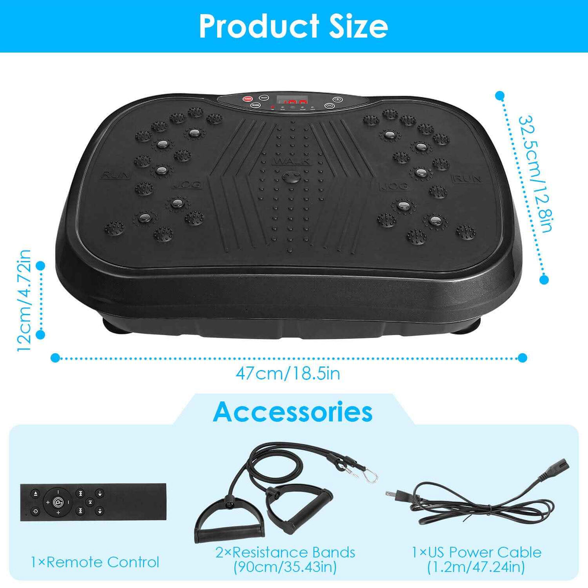 Vibration Exercise Machine with Bluetooth –USB Music, Resistance Bands