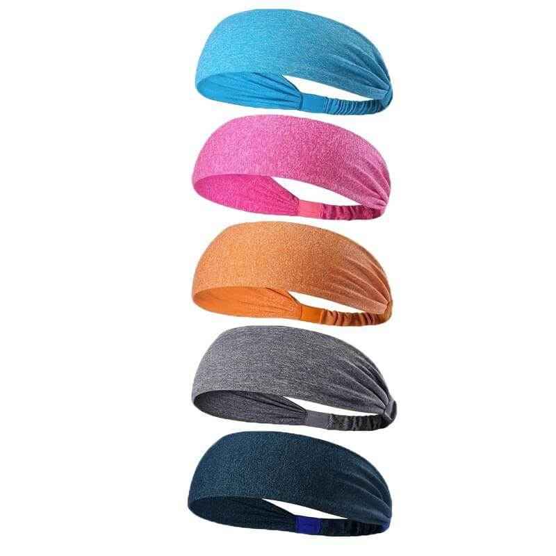 Non-Slip Workout Headbands 5-Piece – Sports Sweatbands