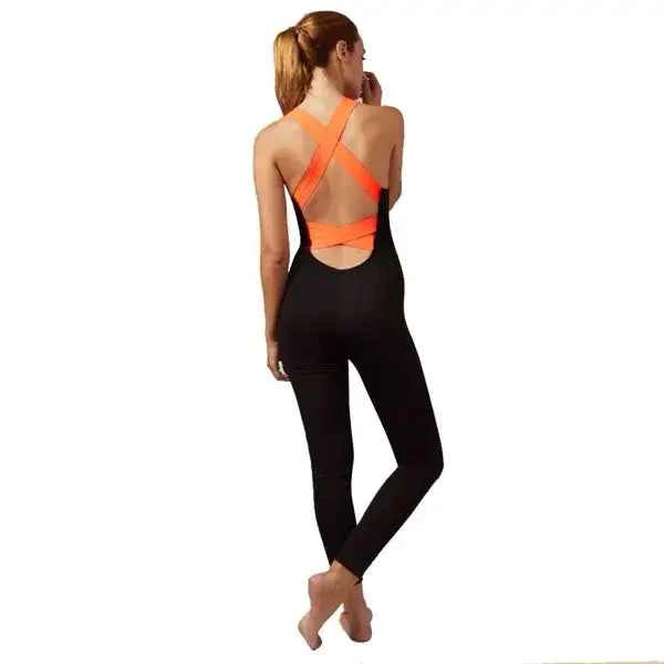 Womens Yoga Workout Jumpsuit –Sleeveless,Strappy Back, Stretchy Romper
