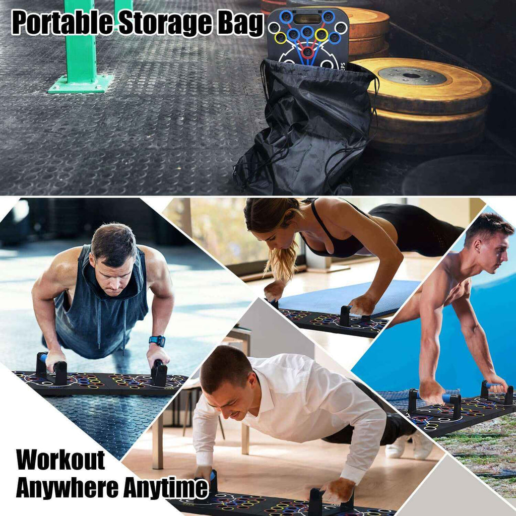 15-in-1 Home Gym Push up Board Set – Color-Coded, Resistance Bands