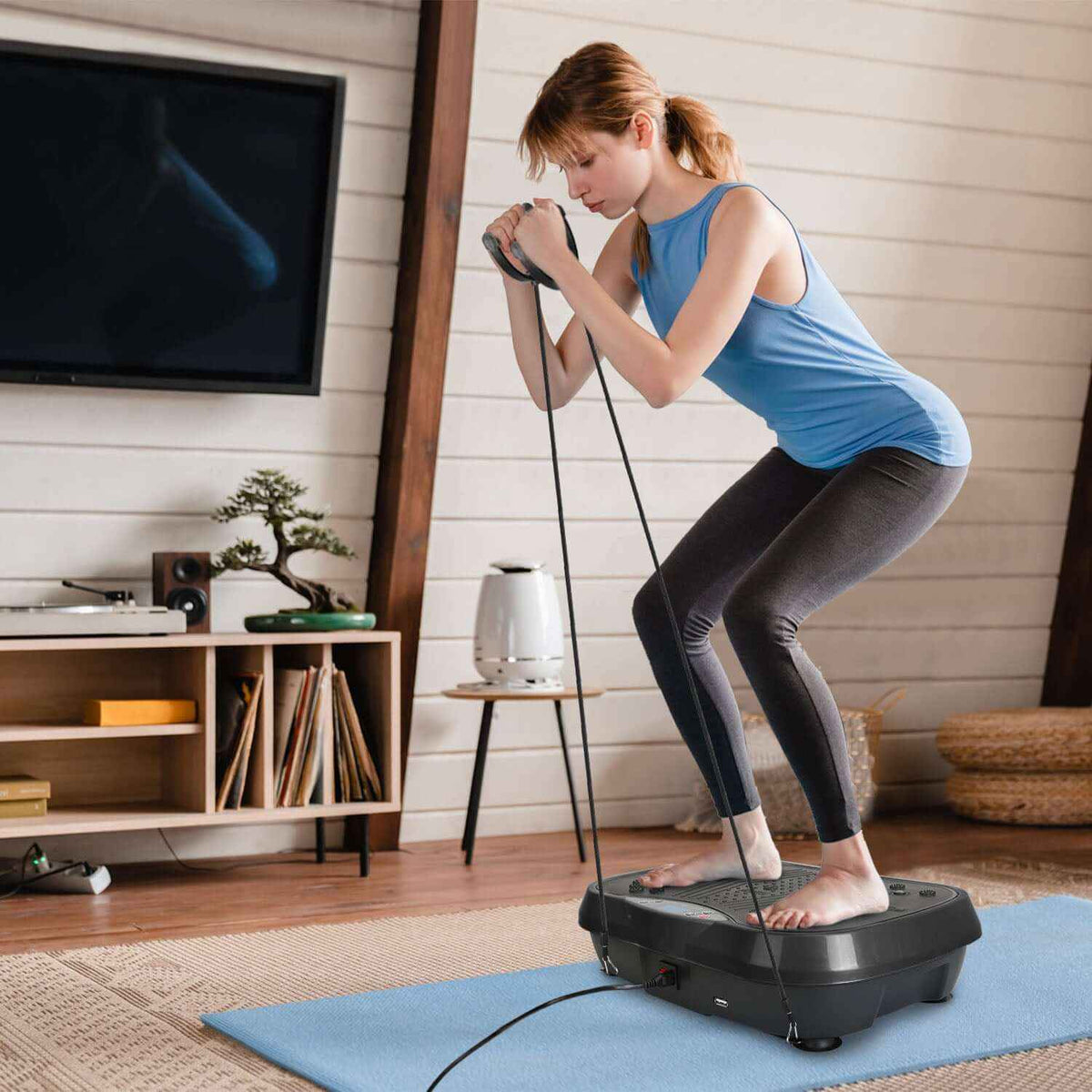 Vibration Exercise Machine with Bluetooth –USB Music, Resistance Bands