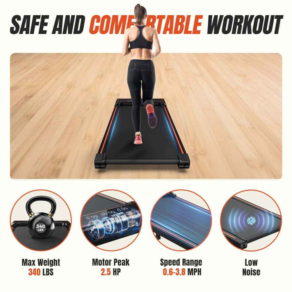 Compact Walking Pad Treadmill – Quiet, Portable Under-Desk Treadmill