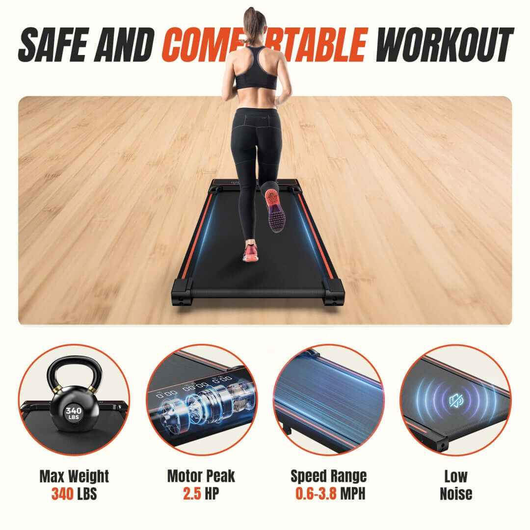 Compact Walking Pad Treadmill – Quiet, Portable Under-Desk Treadmill