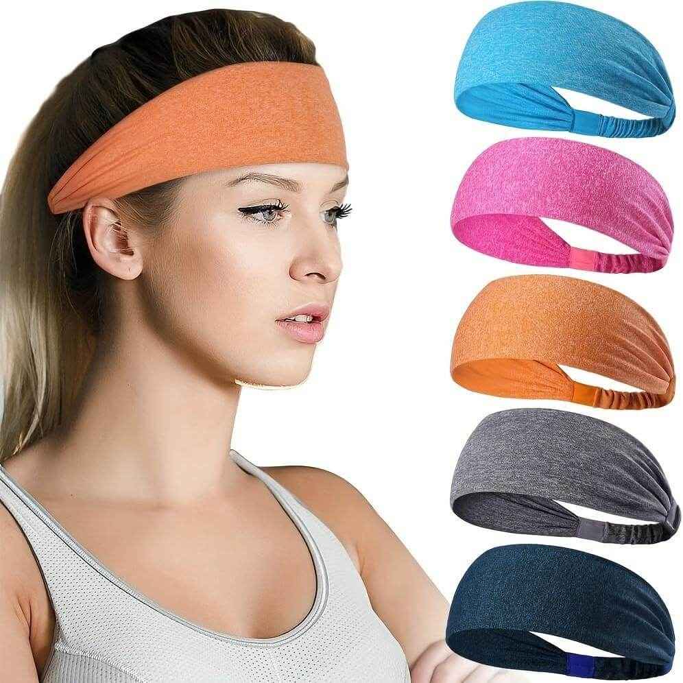 Non-Slip Workout Headbands 5-Piece – Sports Sweatbands