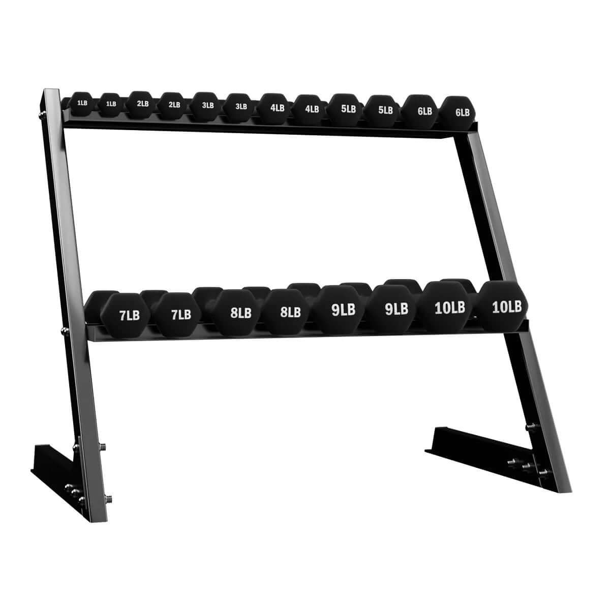 BalanceFrom 110 lb Neoprene Coated Dumbbell Set with Stand - 10 Pairs of Adjustable Weights for Comprehensive Home Fitness, Black