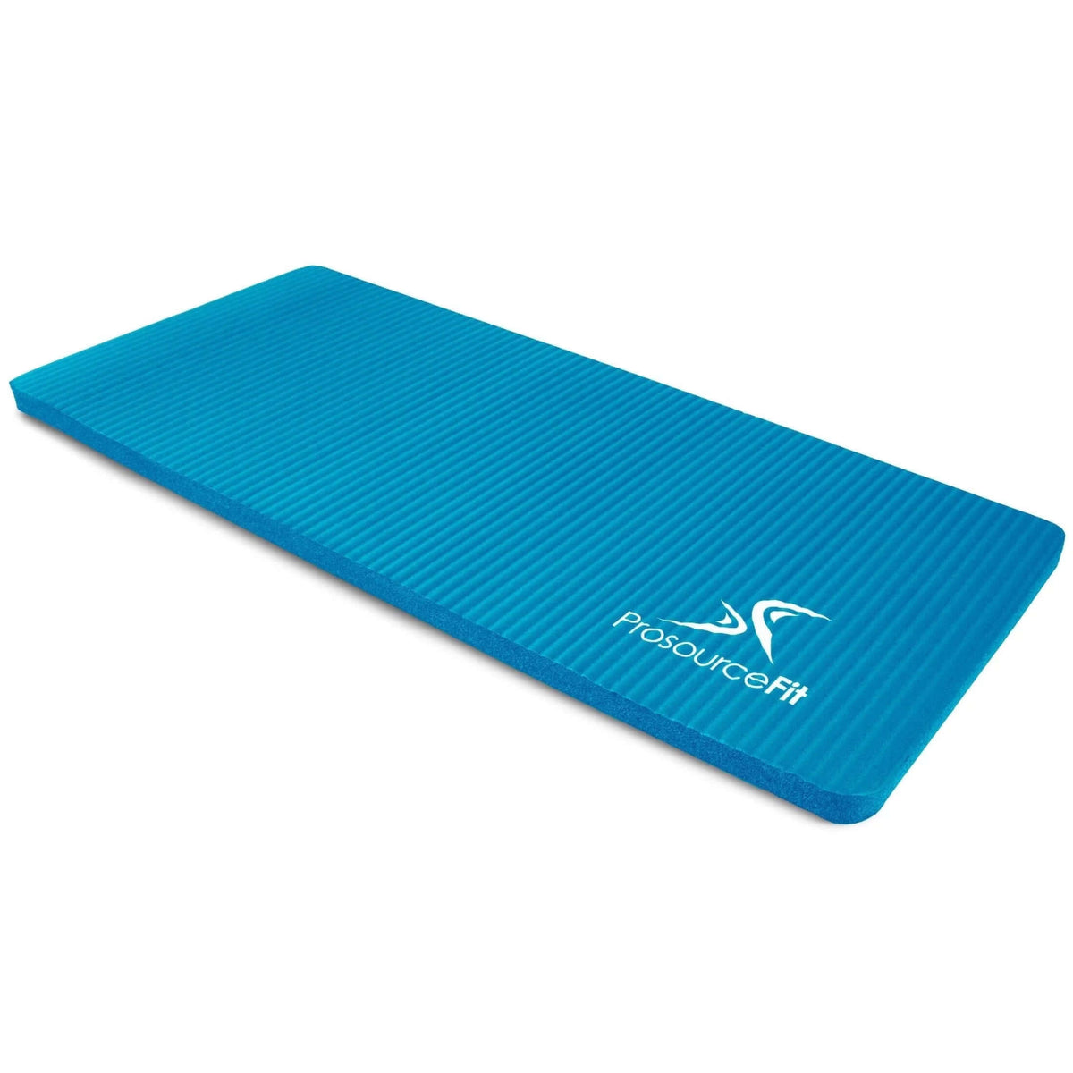 High-density yoga knee pad in bright blue with non-slip texture and logo, perfect for joint protection during yoga.