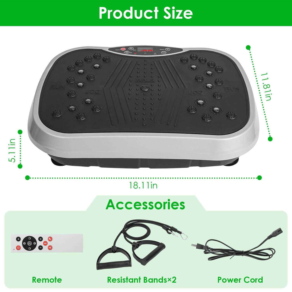 Vibration Exercise Machine with Resistance Bands & Remote Control