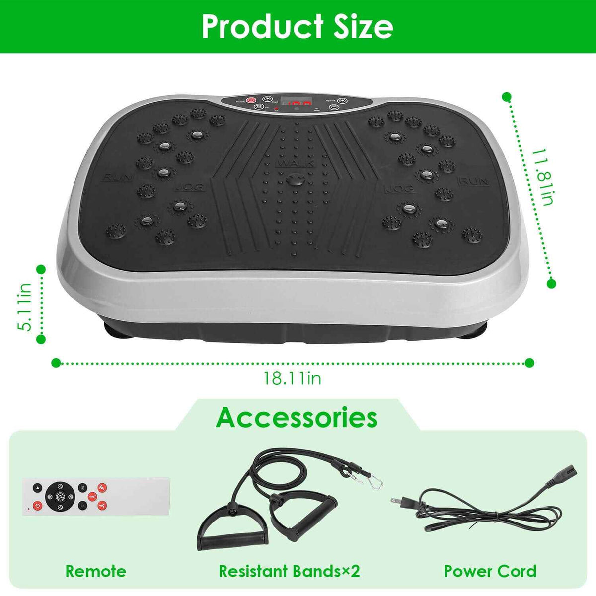 Vibration Exercise Machine with Resistance Bands & Remote Control