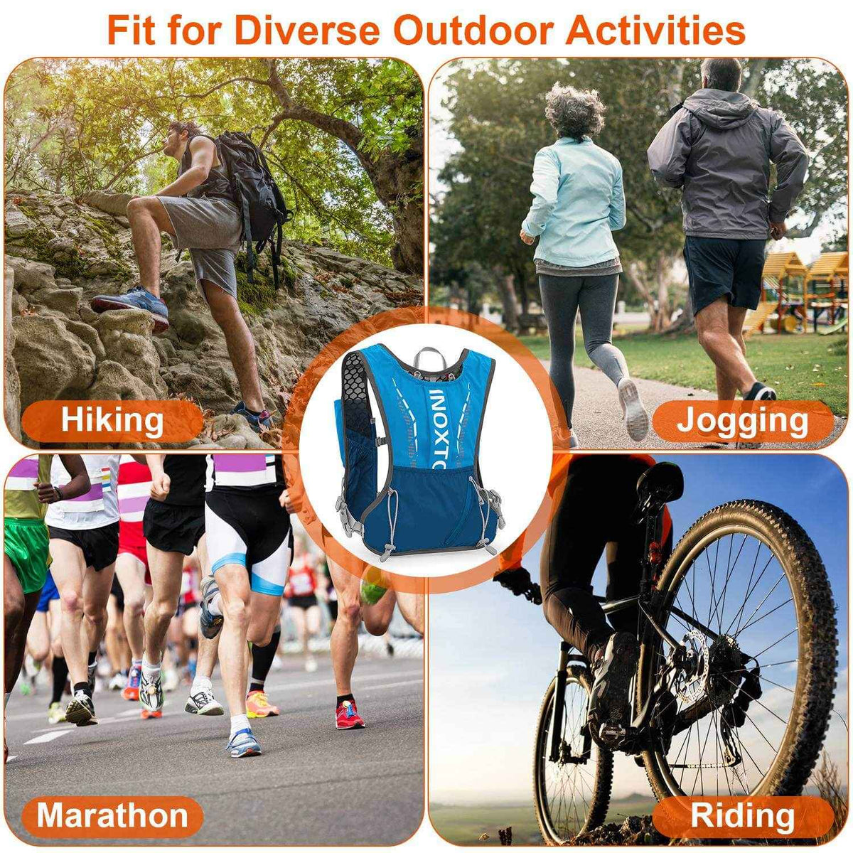 Running Hydration Vest with Water Bladder –5L Storage, Reflective Trim