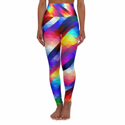 Womens High-waist Fitness Legging Yoga Pants - Multicolor Colorblock