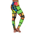 Womens High-waist Fitness Legging Yoga Pants - Multicolor Grid Block